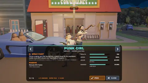 Screenshot: class select